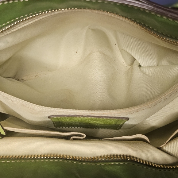 [COACH] Unique Green Leather Satchel ☆ Over the Shoulder Purse 👜 - Picture 5 of 15